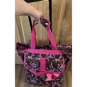 Rolling Scrapbook Large Tote w/4 Exterior Pockets.Floral- Craft Organizer. VGUC!